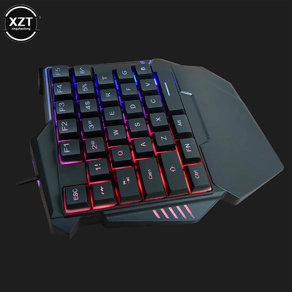USB One-Handed Keyboard Gaming Mechanical Feel Keyboard Portable 35 Keys Mini Wired Keyboard Ergonomic Gaming Keyboard