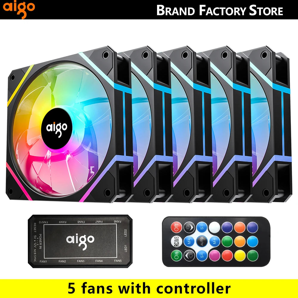 AM12 Rgb Fan Ventoinha PC Controladora 120Mm Computer Case Fan Kit 6Pin Water Cooler CPU Cooling Fans Argb 12Cm Ventilador