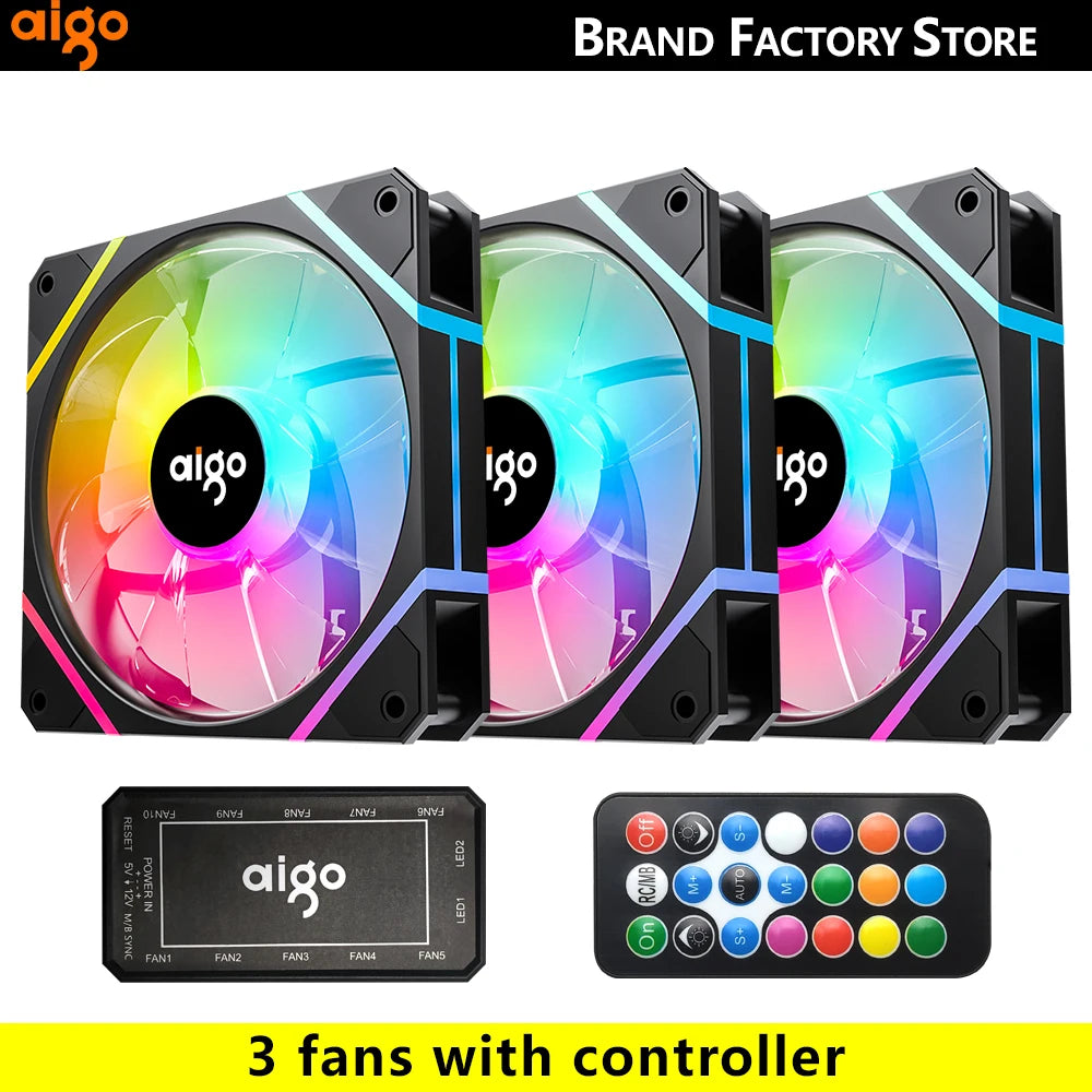 AM12 Rgb Fan Ventoinha PC Controladora 120Mm Computer Case Fan Kit 6Pin Water Cooler CPU Cooling Fans Argb 12Cm Ventilador