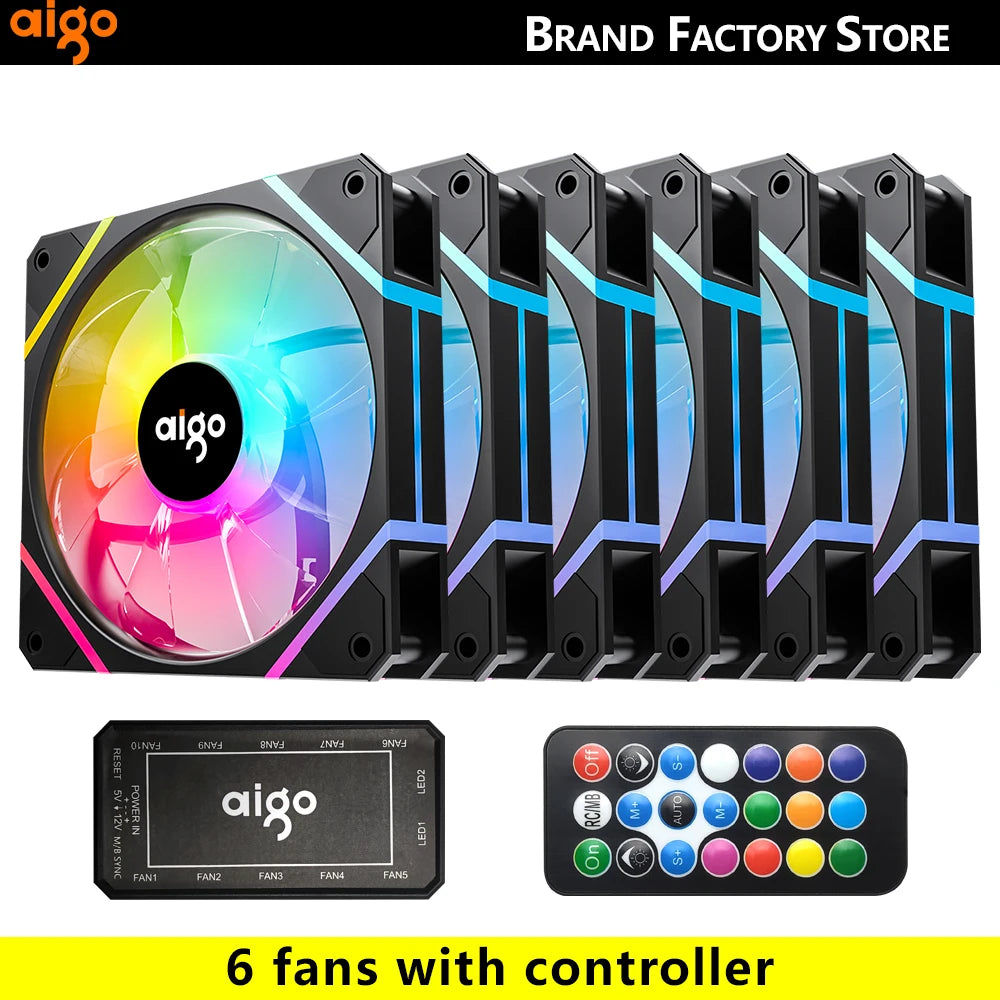 AM12 Rgb Fan Ventoinha PC Controladora 120Mm Computer Case Fan Kit 6Pin Water Cooler CPU Cooling Fans Argb 12Cm Ventilador