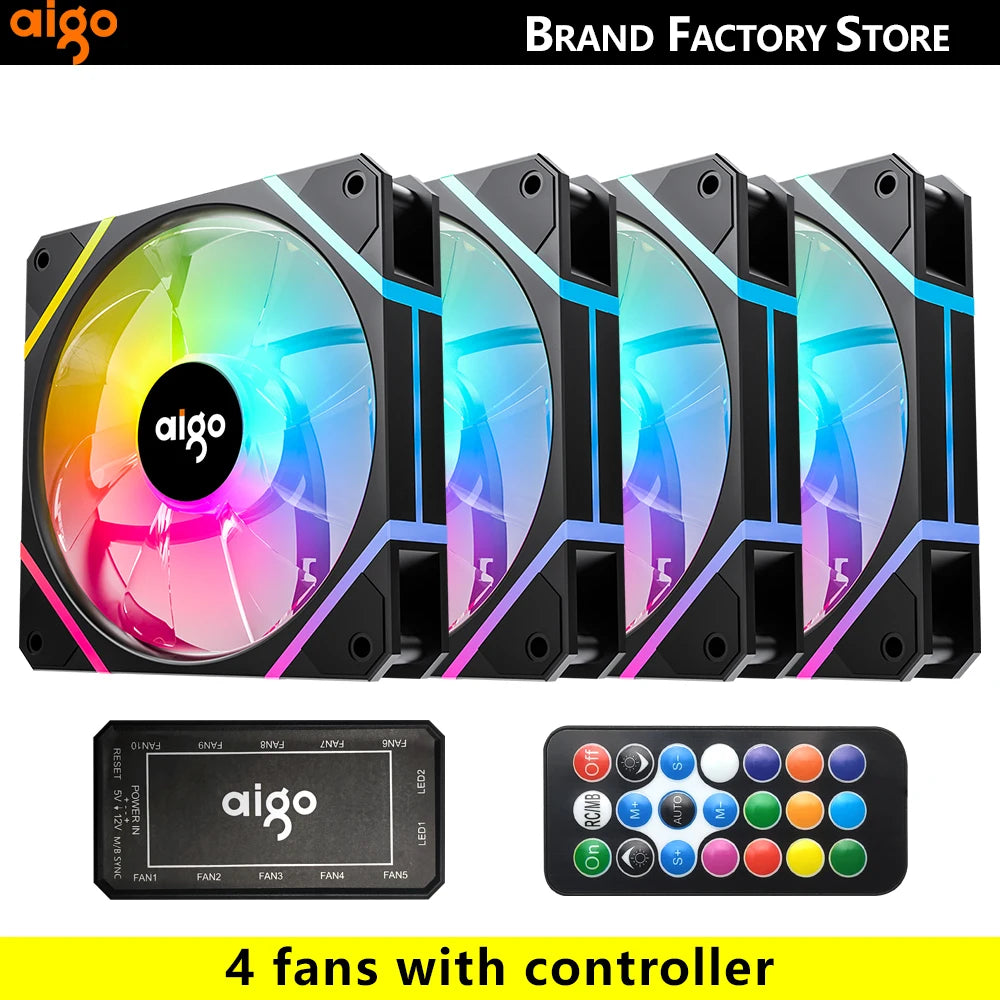 AM12 Rgb Fan Ventoinha PC Controladora 120Mm Computer Case Fan Kit 6Pin Water Cooler CPU Cooling Fans Argb 12Cm Ventilador