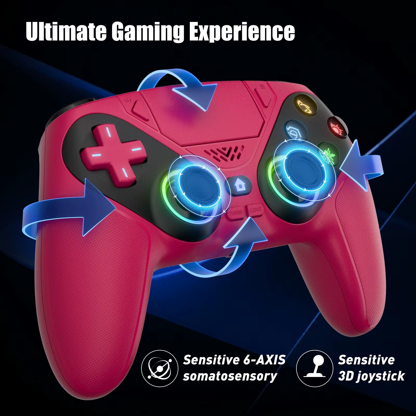 Wireless Gaming Controller Compatible for Ps5/Ps5 Pro/Pc with Hall Joystick Dual Vibration Bluetooth Gamepad Turbo Programming