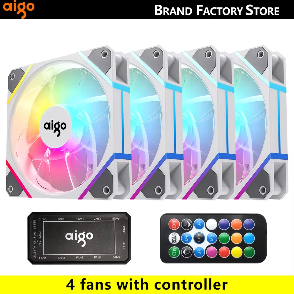 AM12 Rgb Fan Ventoinha PC Controladora 120Mm Computer Case Fan Kit 6Pin Water Cooler CPU Cooling Fans Argb 12Cm Ventilador