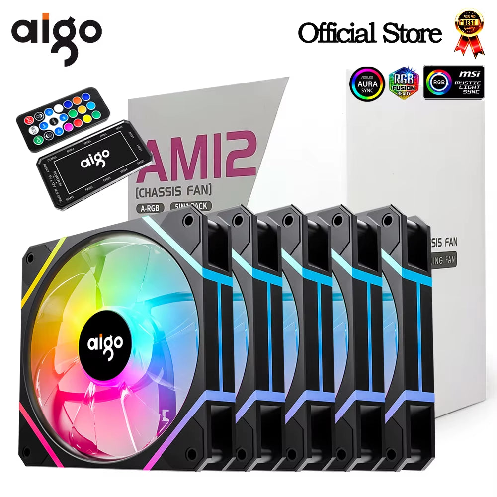 AM12 Rgb Fan Ventoinha PC Controladora 120Mm Computer Case Fan Kit 6Pin Water Cooler CPU Cooling Fans Argb 12Cm Ventilador