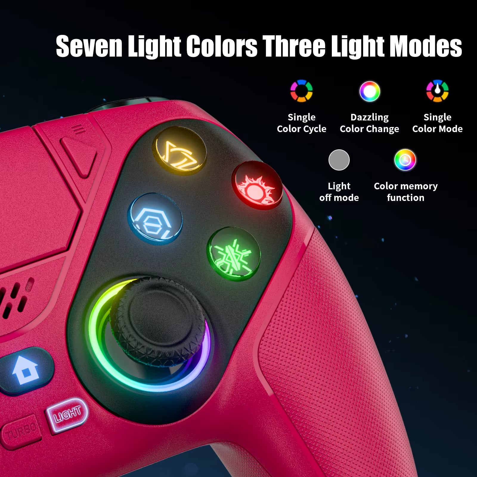 Wireless Gaming Controller Compatible for Ps5/Ps5 Pro/Pc with Hall Joystick Dual Vibration Bluetooth Gamepad Turbo Programming